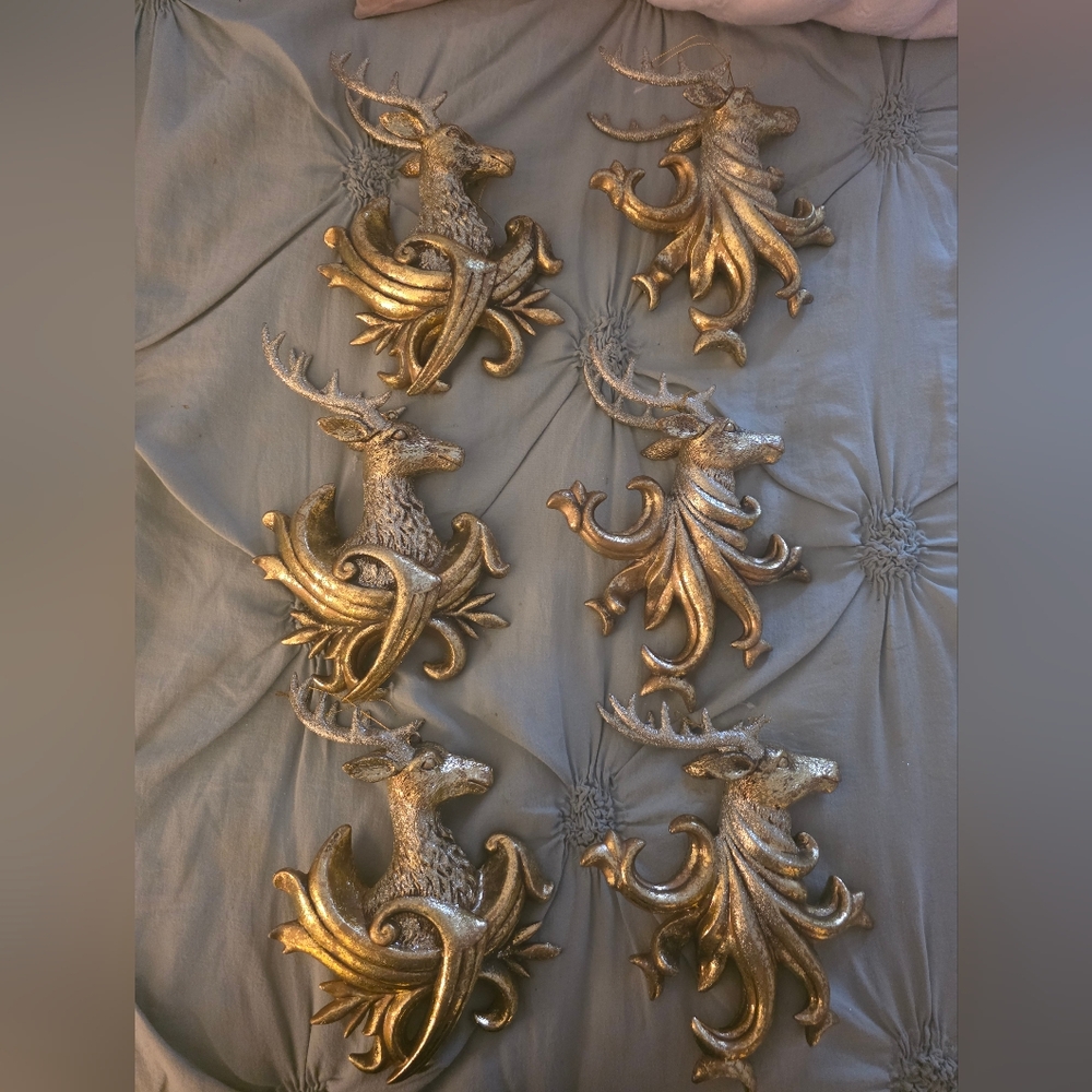 New (6) Gold Christmas Ornaments - Large